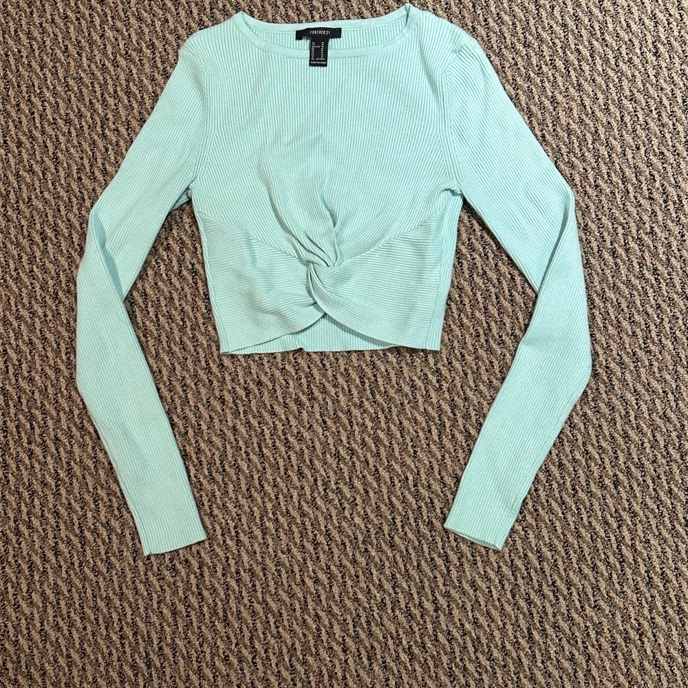 Forever 21 Light Blue Twist Front Blouse